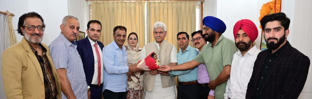 Lt Governor Sh Manoj Sinha meeting delegation of All Sikh Minority Employees Association and All Employees Joint Association Kashmir