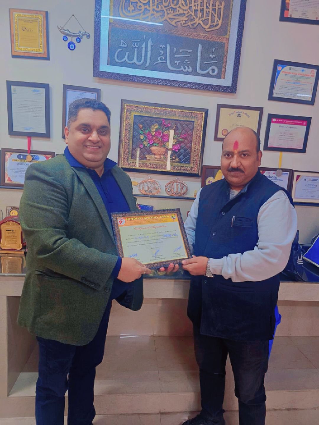 Hindustan Shiv Sena Honors Dr. Azhar Malik of Dental College Jammu