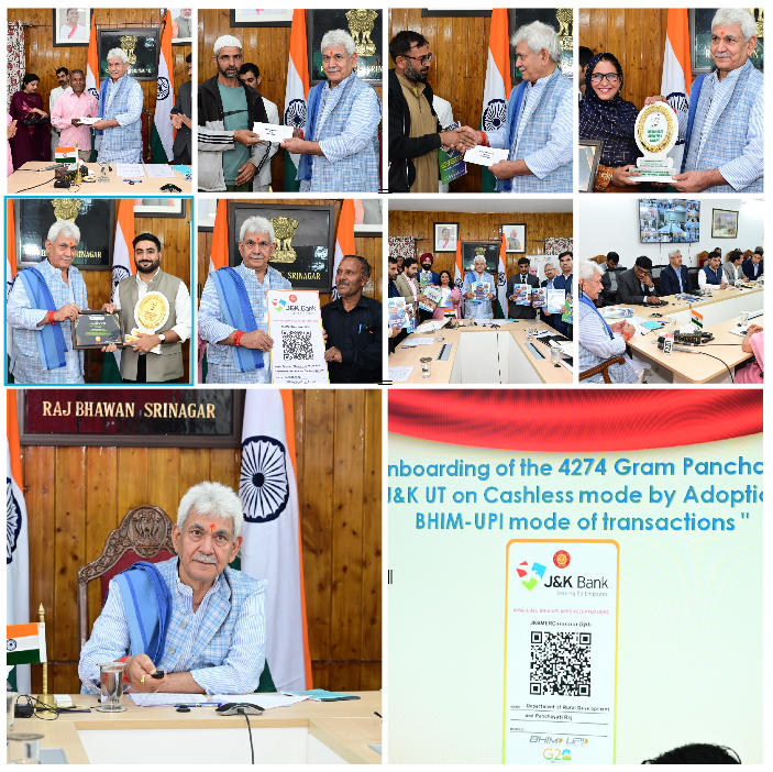 Lt Governor inaugurates ‘Cashless Panchayats’, adoption of BHIM-UPI mode of transactions in Gram Panchayats of J&K UT